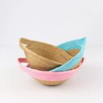 Natural Wicker Round Serving Basket Set with Handles, - Image 2
