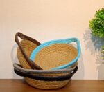 Natural Wicker Round Serving Basket Set with Handles,