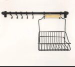 Stylish Sauce and Jar Holder – Durable Metal with Wooden Handle, Modern Design Black X