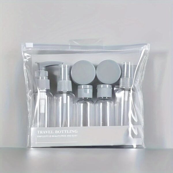 Travel Beauty - 6 Piece Trip Organizer Set Contains 1 Pump + 2 Bottles + 1 Long Pack + 2 Packs Creams and Airtight Bag.Multi-Use Painful Colors -(black &white)