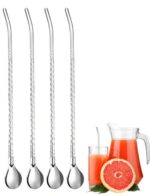 ⁦Stainless Steel Set - 6 Piece Spoon and Shaker Set with Brush Designed to Meet the Needs of Juices, Cereals and Prep Fruits⁩ - الصورة ⁦4⁩