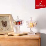 Luxury Crystal Serving Bowl with Lid – Imported Clear Glass Date and Snack Dish, Elegant Table Centerpiece for Ramadan