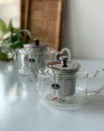 High Borosilicate Heat-Resistant Glass Tea Pot Kettle with Color Glass Handle, food-grade stainless steel infuser. Filter Liner And Cover. Stainless Steel Strainer for Loose Tea. For 4-6 cups (400ml) - Image 3