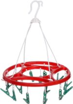 Indoor Modern Round Laundry Drying Rack Turquoise White Abstract Design Contemporary Wall Decor - Image 3