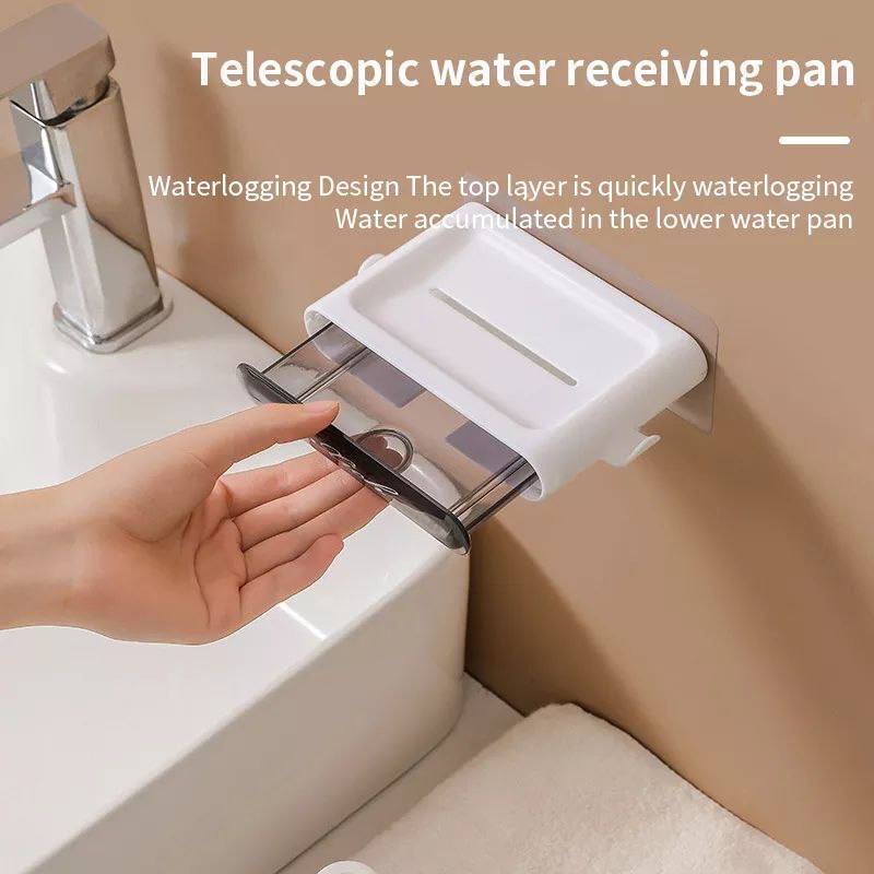 photo_5908726323633831514_x Double Soap Holder with 6Pcs Hook and Towel Bar, Wall Mounted Soap Dish, Self Draining Adhesive Bar Soap Holder for Shower Bathroom Bathtub Kitchen, Waterproof, No Drilling, Space Saving - Image 1