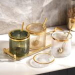 Acrylic Spice Jars, Spice Box with Lids and Spatula, Tray, Clear Plastic Condiment Cans, Kitchen Seasoning Box Set to Store Salt, Sweet Pepper, Sugar (3 Multicolored Pieces) - Image 6