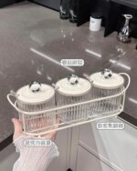 Kitchen Spice Set - Acrylic 3-Piece Spice Box with Lids, High-Quality Spoons, and Transparent Plastic Containers for Storing Salt, Sugar, and Spices