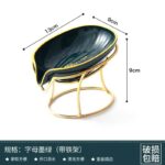 Luxury Shell-Shaped Soap Dish Set, Gold Metal Stand,Acrylic Holder,1-Piece (Multicolor) - Image 2