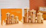 Spice Storage for Kitchen - Set of 3Acrylic Jars with Bamboo Wood Lids and Base, Perfect for Home, Coffee Corner, and Organizing Salt, Sugar, and Coffee - Image 2
