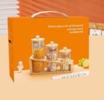 Spice Storage for Kitchen - Set of 3Acrylic Jars with Bamboo Wood Lids and Base, Perfect for Home, Coffee Corner, and Organizing Salt, Sugar, and Coffee - Image 3