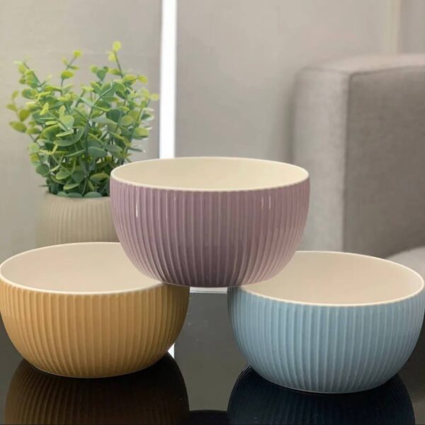 Generic Fluted Porcelain Bowl - multi color