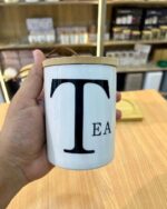 ⁦Ceramic Tea Coffee Sugar Storage Container Set of 3 with Stand and Bamboo Wood Lid - Modern Spice Jars Large Capacity for Kitchen Organization and Decor⁩ - الصورة ⁦5⁩