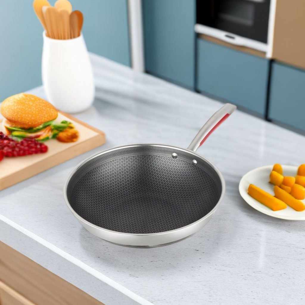 photo_5969953904231826131_y (1) Spring Wok pan, Matte Stainless Steel, 32cm - الصورة 1