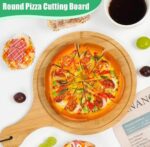 Wooden Pizza Tray with Handle for Baking and Slicing Pizza (Size:6ml) (Large Round) - Image 3