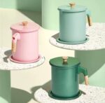 COOKER OIL COOKER OIL WOODEN HANDLE GRANITE WITH LID AND STAINLESS STRAINER FOR EASY USE AND CLEANING FROM (1.7L) - Image 3