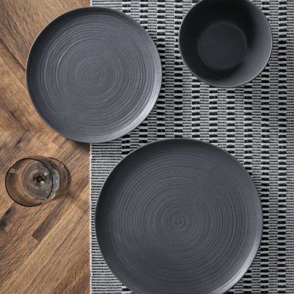 Spiral Porcelain Serving Set 26cm round,black