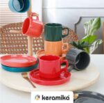 ütahya Porselen orcelain Ruya Coffee Cup Saucer 12-Pieces Set - Image 3