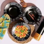 Generic Porcelain Pasta Plate, 27 cm, Microwave and Dishwasher Safe,(white and black) - Image 5