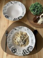 Generic Porcelain Pasta Plate, 27 cm, Microwave and Dishwasher Safe,(white and black) - Image 2