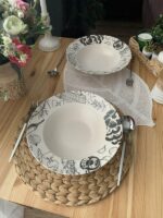 Generic Porcelain Pasta Plate, 27 cm, Microwave and Dishwasher Safe,(white and black) - Image 3