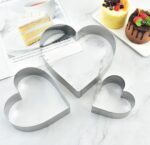 Set of 3 Pieces, Stainless Steel, Cake Baking Ring (Tool), Cookie Cutter. Shape:Heart Circle Flower Shaped Mould - Image 6