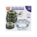 Set of 3 Pieces, Stainless Steel, Cake Baking Ring (Tool), Cookie Cutter. Shape:Heart Circle Flower Shaped Mould - Image 2