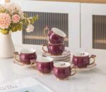 Generic Porcelain Coffee Mug Set with Floral Design, 6 Pieces