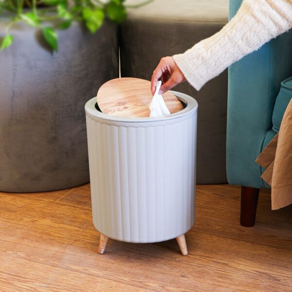 Decoration Trash Can, Creative Sliding Lid and Wooden Legs