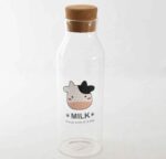 Generic Glass Milk Bottle with Cork Lid, 1200ml, Cute Cow Design, Hot and Cold Drinks .db