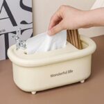 Generic Wonderful Life Decorative Tissue Box Cover with Storage Compartment, Rabbit Design, Plastic, Beige .lo - Image 2