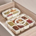 ⁦8-Compartment Acrylic Spice Organizer Box with Airtight Lids for Kitchen and Fridge 31x24 cm, Clear Durable Container for Herbs, Seasonings, and Cooking Essentials⁩ - الصورة ⁦2⁩