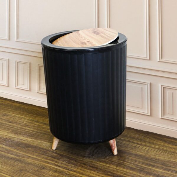 Decoration Trash Can, Creative Sliding Lid and Wooden Legs 16L