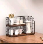 Coffee rack - A very elegant and beautiful stand. You can organize everything related to coffee and drinks. A metal stand with 2 strong wooden shelves divided into dimensions: 40*25 cm * 16 cm depth. - Image 2