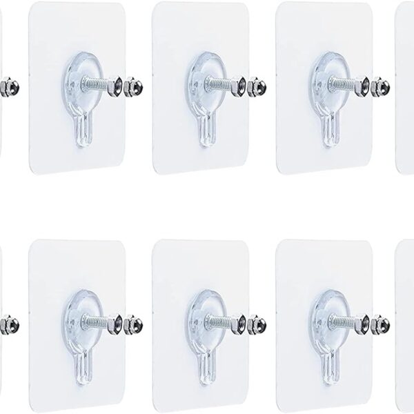 MEISO 10 x Adhesive Wall Screws Hanging Nails for Hanging Adhesive Screws Wall Mounting Hooks for Kitchen, Bathroom, Bedroom, Living Room