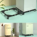 Heavy Duty Steel Fridge Stand with Wheels Adjustable Refrigerator Stand Washing Machine Base Furniture Dolly for Mini Fridge, Washer and Dryer（Black/Large ） - Image 4