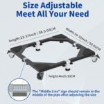 Heavy Duty Steel Fridge Stand with Wheels Adjustable Refrigerator Stand Washing Machine Base Furniture Dolly for Mini Fridge, Washer and Dryer（Black/Large ） - Image 2