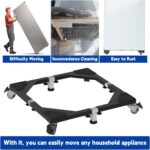 Heavy Duty Steel Fridge Stand with Wheels Adjustable Refrigerator Stand Washing Machine Base Furniture Dolly for Mini Fridge, Washer and Dryer（Black/Large ） - Image 3