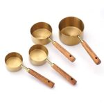 Generic Gold Stainless Steel Measuring Cups Set, 4 Pieces with Wooden Handles, 250ml-60ml . - Image 2
