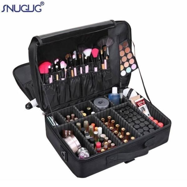 Travel Makeup Case Professional Cosmetic Train Cases Artist Storage Bag Make Up Tool Boxes Brushes Bags with Compartments Waterproof Detachable Vanity Organizer