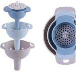 Set of 4 Kitchen Funnels, Nesting Funnels with Handles, Food-Grade Plastic Wide-Mouth Funnels with Removable Strainer for Filling Bottles with Oil/Liquid/Food/Powder - Image 3