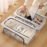 Durable Foldable Shoe Organizer with Transparent Cover and Metal Frame 60x30x16 cm Under Bed Storage Box for Shoes and Accessories Moisture Resistant - Image 4