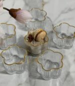 Crystal Glass Serving Set - 6 Gold-Rimmed Bowls for Desserts, Soups, and Rice Pudding, Perfect for Home - Image 3