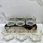 Crystal Glass Serving Set - 6 Gold-Rimmed Bowls for Desserts, Soups, and Rice Pudding, Perfect for Home - Image 2