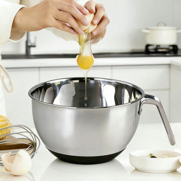 Generic Stainless Steel Mixing Bowl with Handle, 22cm, Non-Slip Base for Baking and Cooking,