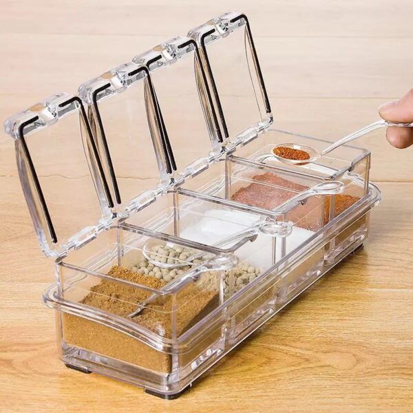 Generic Modern Crystal Acrylic Spice Set 4 Piece Set with Stands and Spoon Stands