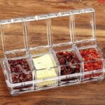 ⁦Generic Modern Crystal Acrylic Spice Set 4 Piece Set with Stands and Spoon Stands⁩ - الصورة ⁦4⁩