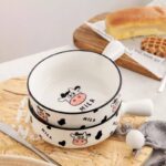 ⁦Generic Ceramic Egg Fryer Pan with Cute Cow Milk Design, Heat-Resistant Porcelain, 17x8 cm,⁩ - الصورة ⁦2⁩