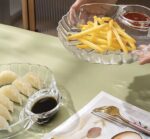 illicanhua Shell Shaped Divided Plate, Glass Dipping Dish, Salad Bowl, Fruit Plate, Multi-Use Glass Dinner Plate, Clear, Number of Pieces:1 - Image 3