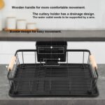 Dish Drying Rack with Removable Drip Tray, Metal Dish Drying Rack Organizer for Kitchen with Wooden Handles, Dish Rack, Dish Drainers - Image 5