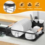Dish Drying Rack with Removable Drip Tray, Metal Dish Drying Rack Organizer for Kitchen with Wooden Handles, Dish Rack, Dish Drainers - Image 2